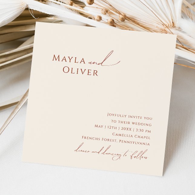 Whimsical Desert | Beige Square Wedding Invitation (Creator Uploaded)