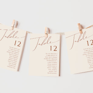 Whimsical Desert Beige Table Number Chart
