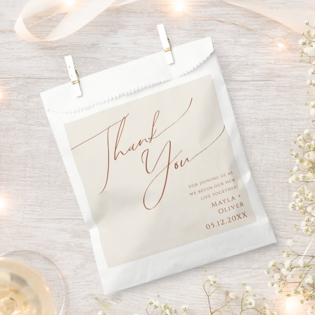 Whimsical Desert | Beige Thank You Favour Bags (Clipped)