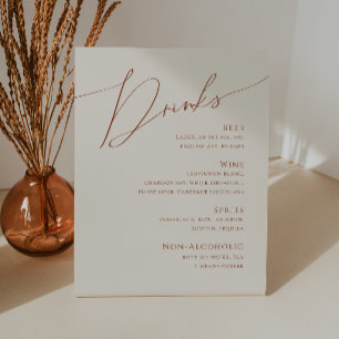 Whimsical Desert Beige Wedding Drinks Menu Pedestal Sign