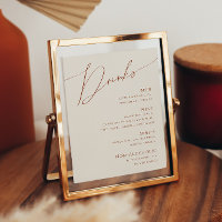Whimsical Desert | Beige Wedding Drinks Menu