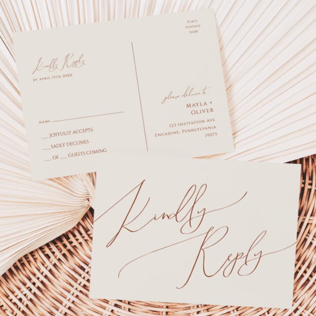 Whimsical Desert | Beige Wedding RSVP Postcard (Creator Uploaded)