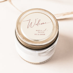 Whimsical Desert   Beige Wedding Welcome Classic Round Sticker