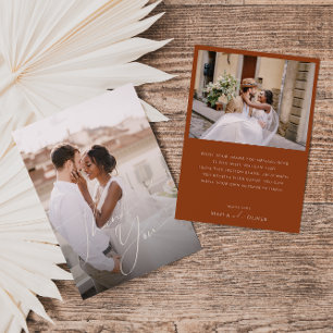 Whimsical Desert Rust Flat Photo Thank You Card
