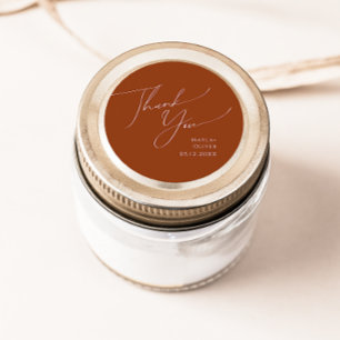 Whimsical Desert   Rust Thank You Wedding Favour Classic Round Sticker