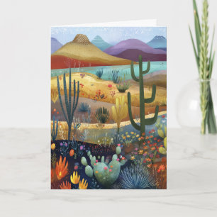 Whimsical Desert Scene Hello Greeting Card