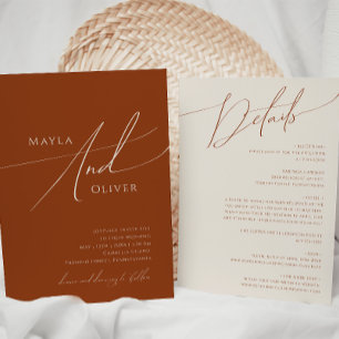 Whimsical Desert Terracotta All In One Wedding Invitation