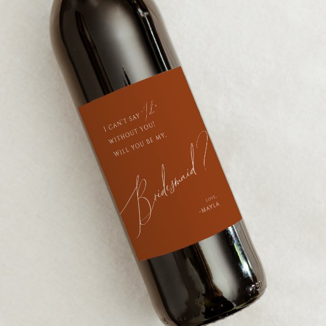 Whimsical Desert | Terracotta Bridesmaid Proposal Wine Label (Creator Uploaded)