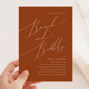 Whimsical Desert   Terracotta Brunch and Bubbly Invitation