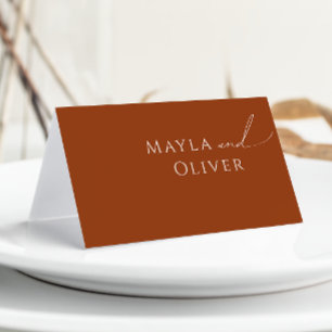 Whimsical Desert   Terracotta Folded Place Card