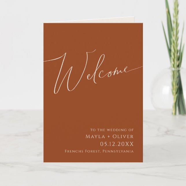 Whimsical Desert | Terracotta Folded Wedding Programme (Front)