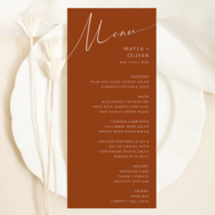 Whimsical Desert Terracotta Wedding Dinner Menu
