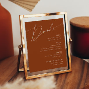 Whimsical Desert   Terracotta Wedding Drinks Menu Poster
