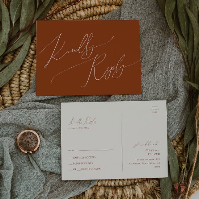 Whimsical Desert | Terracotta Wedding RSVP Postcard (Creator Uploaded)