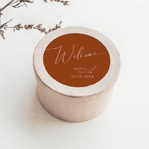 Whimsical Desert   Terracotta Wedding Welcome Classic Round Sticker