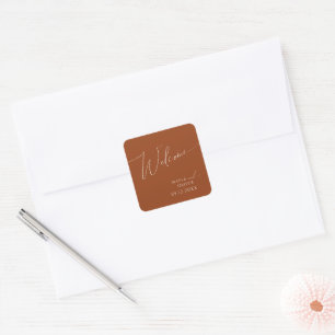 Whimsical Desert   Terracotta Wedding Welcome Square Sticker