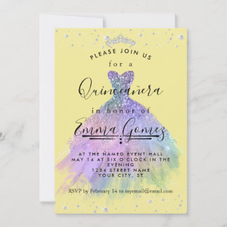 Whimsical Diamond Dust Quinceanera Invitation