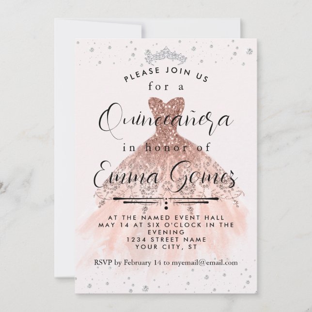 Whimsical Diamond Dust Quinceanera Invitation (Front)