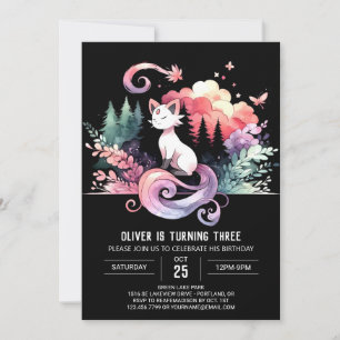 Whimsical Digital Cat Birthday Invitation