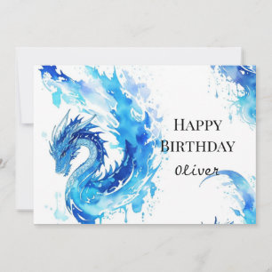 Whimsical Digital Dragon Birthday  Card