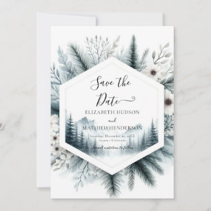 Whimsical Digital Mountain Wedding Save The Date