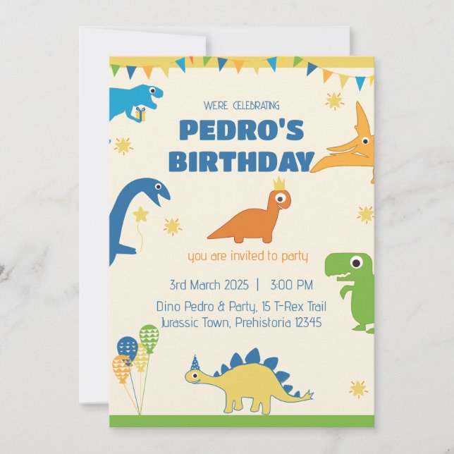 Whimsical Dinosaur Birthday Party  Invitation (Front)