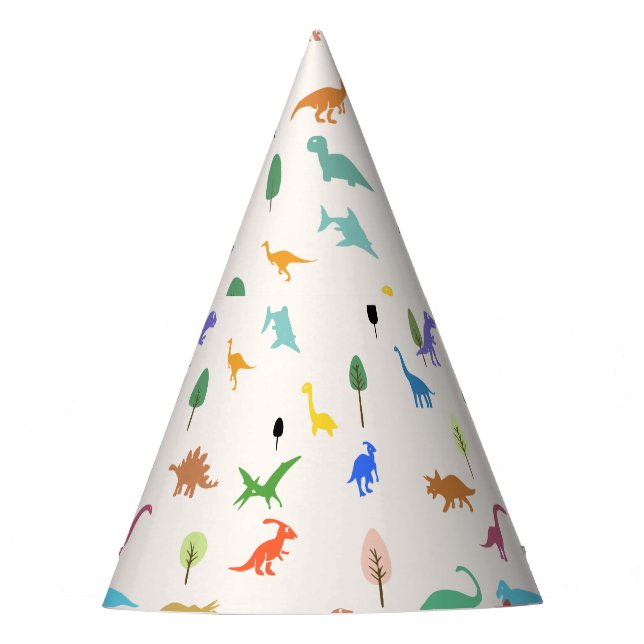 Whimsical Dinosaur Princess Birthday Party Hat (Front)