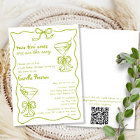 Whimsical Dirty Martinis QR Code Twin Baby Shower