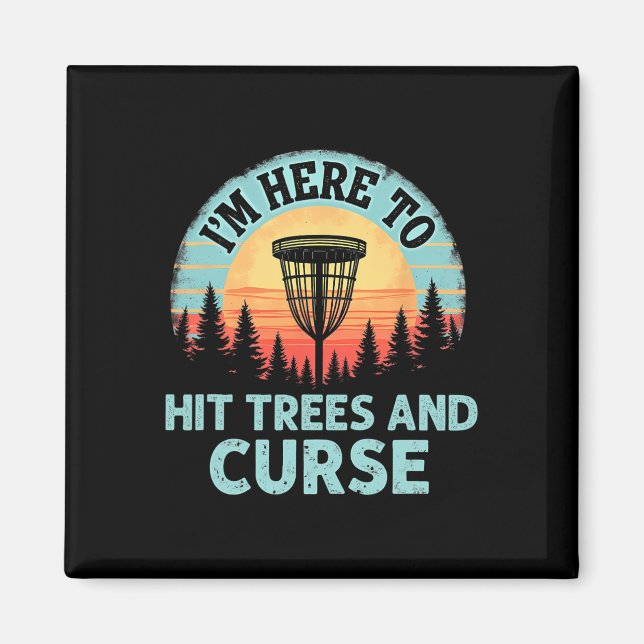 Whimsical Disc Golf - Tree Hitting Retro Curse  Magnet (Front)