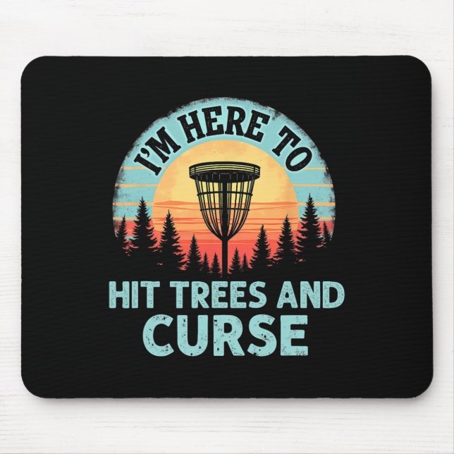Whimsical Disc Golf - Tree Hitting Retro Curse  Mouse Mat (Front)