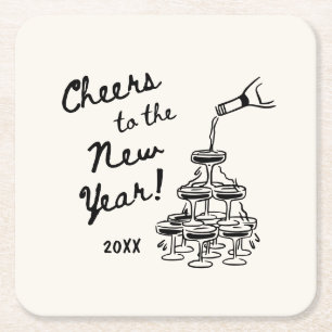 Whimsical Disco Ball New Year's Eve Party Square Paper Coaster