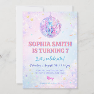 Whimsical Disco For Girl Birthday Party Invitation