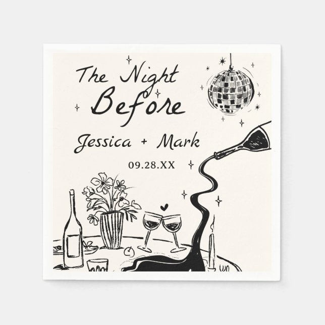 Whimsical Disco The Night Before Wedding Napkin (Front)