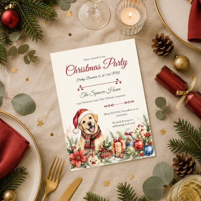 Whimsical Dog Christmas Party Invitation (Creator Uploaded)