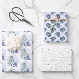 Whimsical Dog Christmas Wrapping Paper Sheet