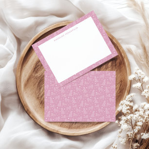 Whimsical Dog Constellations Light Pink Monogram Card