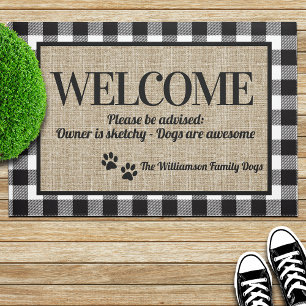 Whimsical Dog Lovers Personalised Welcome Doormat