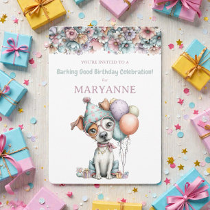 Whimsical Dog Watercolor Birthday Invitation