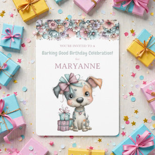 Whimsical Dog Watercolor Birthday Invitation