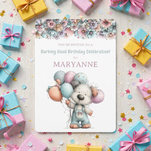 Whimsical Dog Watercolor Birthday Invitation