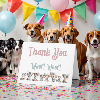 Whimsical Dog Watercolor Birthday Thank You Card