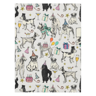 whimsical dogs birthday party celebration  tablecloth