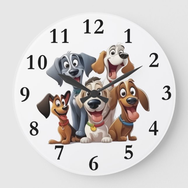 Whimsical dogs large clock (Front)