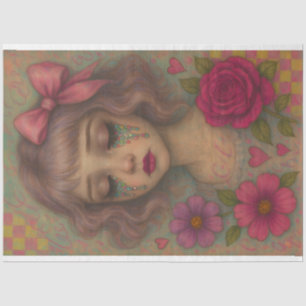 Whimsical Doll Decoupage Paper – Glitter Tear Girl