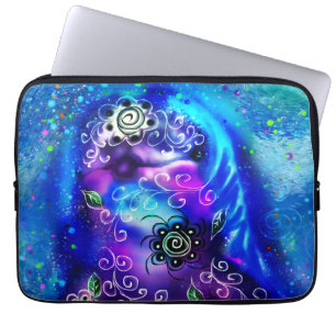 Whimsical Dolphin Blue Teal Coastal Nautical Laptop Sleeve