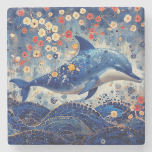 Whimsical Dolphin Stone Coaster