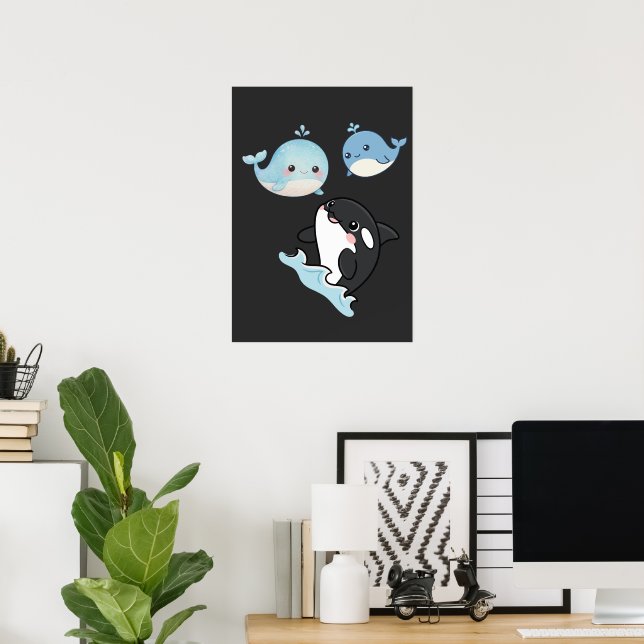Whimsical Dolphin Trio Poster | Friendship Art (Home Office)