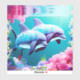 Whimsical Dolphins and Floral Underwater      