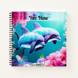 Whimsical Dolphins and Floral Underwater       Notebook