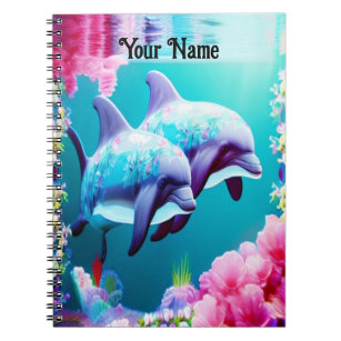 Whimsical Dolphins and Floral Underwater       Notebook